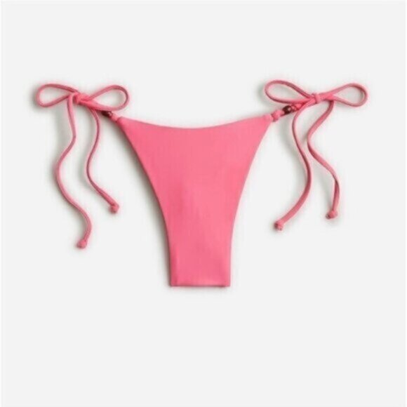NWT J Crew Pink Curved Waist Cheeky Beaded Side Tie Bikini Bottom Size XXL - Picture 1 of 11